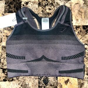 GYMSHARK GEO OMBRÉ SEAMLESS SPORT BRA BLACK TONES MEDIUM SIZE NWT